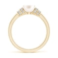 thumbnail image 2 of ANGARA Freshwater Cultured Pearl & Pave-Set Diamond Ring in 14K Yellow Gold for Women | June Birthstone, Birthday, Anniversary, Jewelry Gift for Women | Pearl Ring, 2 of 8