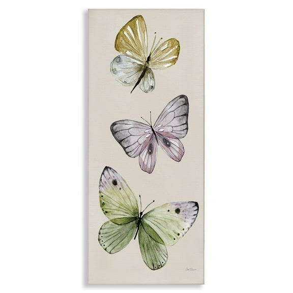 Stupell Industries Three Timeless Butterflies Animals & Insects Painting Gallery Wrapped Canvas Art Print Wall Art, 10 x 24