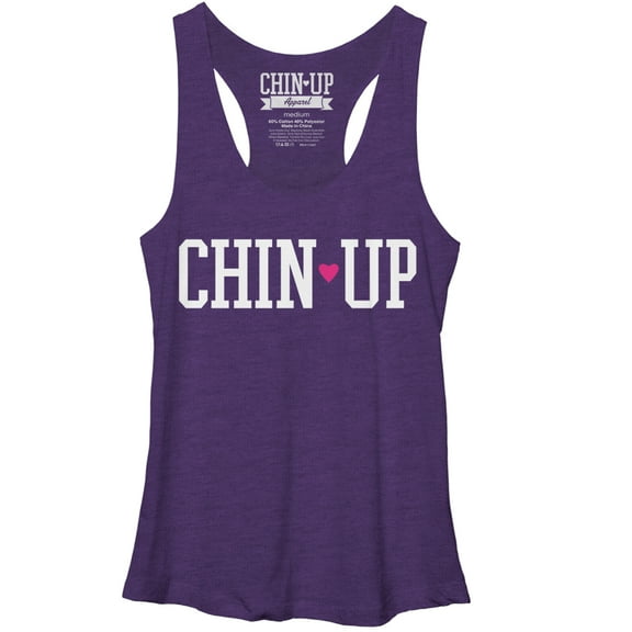 Women's CHIN UP Logo  Racerback Tank Top Purple Heather Small
