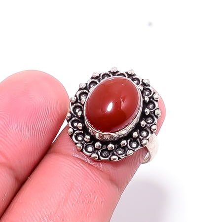 Carnelian - Brazil Gemstone 925 Sterling Silver Handmade Ring S.6 R29