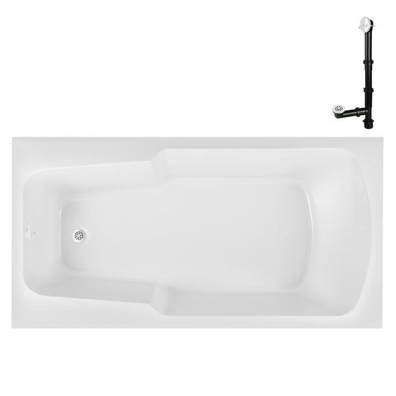 Streamline N-4180-721-WH 60 in. x 32 in. Acrylic Soaking Drop-In Bathtub in Glossy White, With External Drain in Glossy White