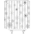 thumbnail image 3 of Christmas Snowflake Shower Curtain Winter Snowy Gray Merry Christmas Holidy Fabric Bathroom Curtain Set with Hooks(70" WX70 H), 3 of 3