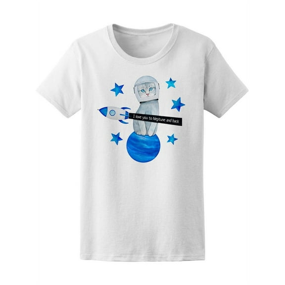 Starship Cat I Love You Neptune T-Shirt Women -Image by Shutterstock, Female Medium