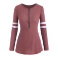 thumbnail image 1 of Camiseta Rayada Talla Extra Media Cremallera Rosegal  Mangas largas de talla grande, 1 of 5