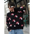 thumbnail image 6 of Mushroom Sweater Women Crewneck Long Sleeve Knit Sweater Loose Cute Graphic Pullover Sweater Black L, 6 of 8