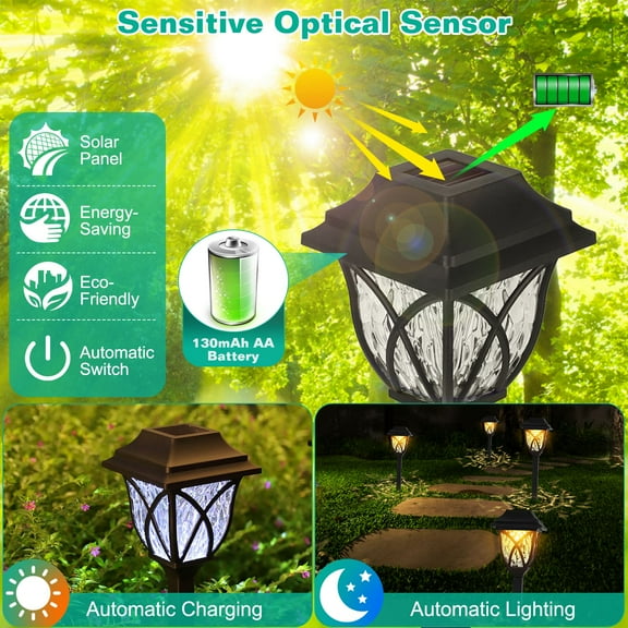 6-Pack Solar Pathway Lights Outdoor - Waterproof IP45 Garden Stake Lights, Auto On/Off Landscape Lighting for Yard