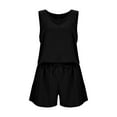 thumbnail image 4 of Women's Sleeveless Solid Color Two Piece Set - High Waist Loose Shorts - Spring Summer Casual Outfit - Breathable Fabric, 4 of 5
