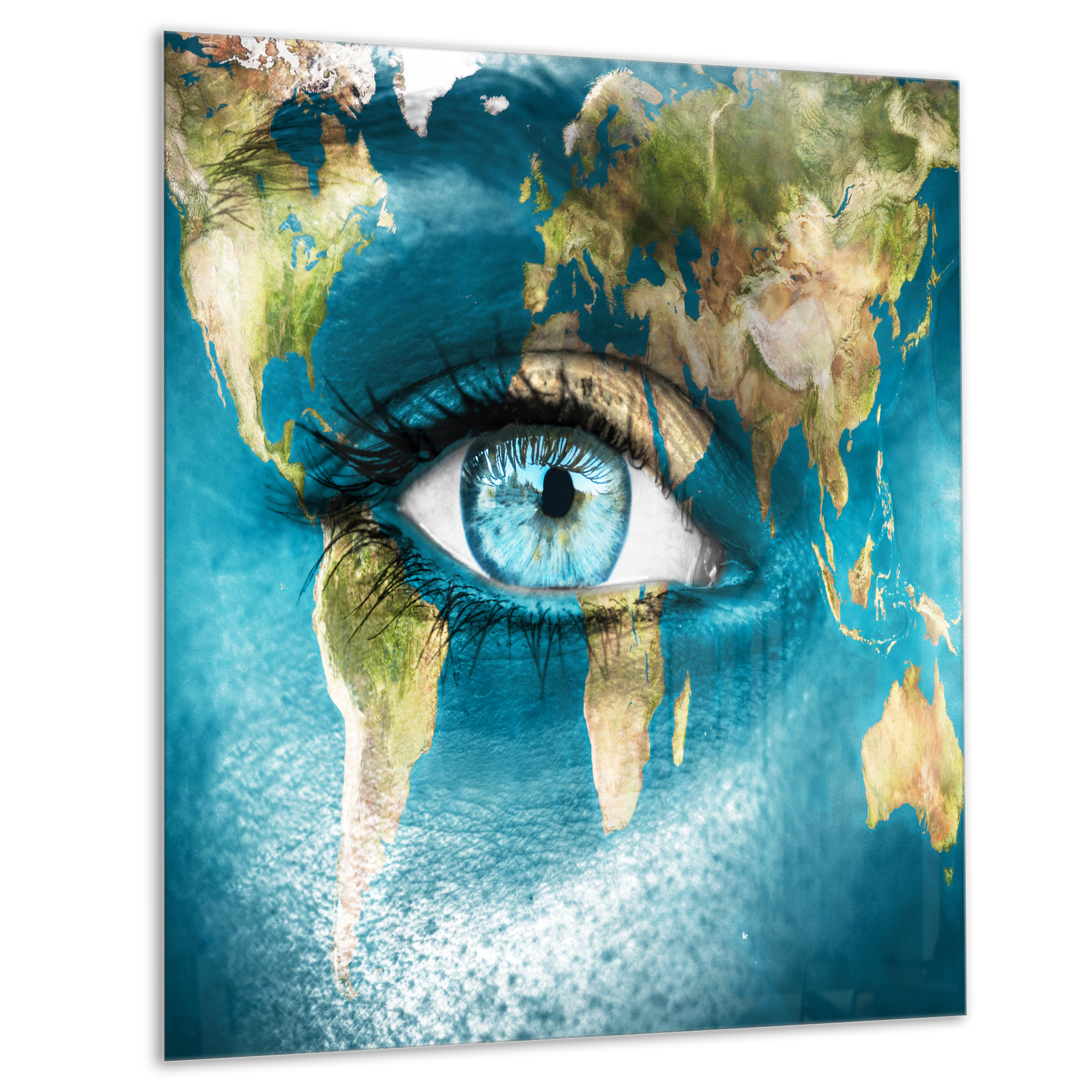 Designart 'Planet Earth and Blue Eye ' Abstract Metal Wall Art