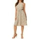 thumbnail image 5 of Vestido midi sin mangas de corte A con cuello en forma de llave y cintura ajustable, estampado de flores pequeñas, color blanco, talla XL, 5 of 7