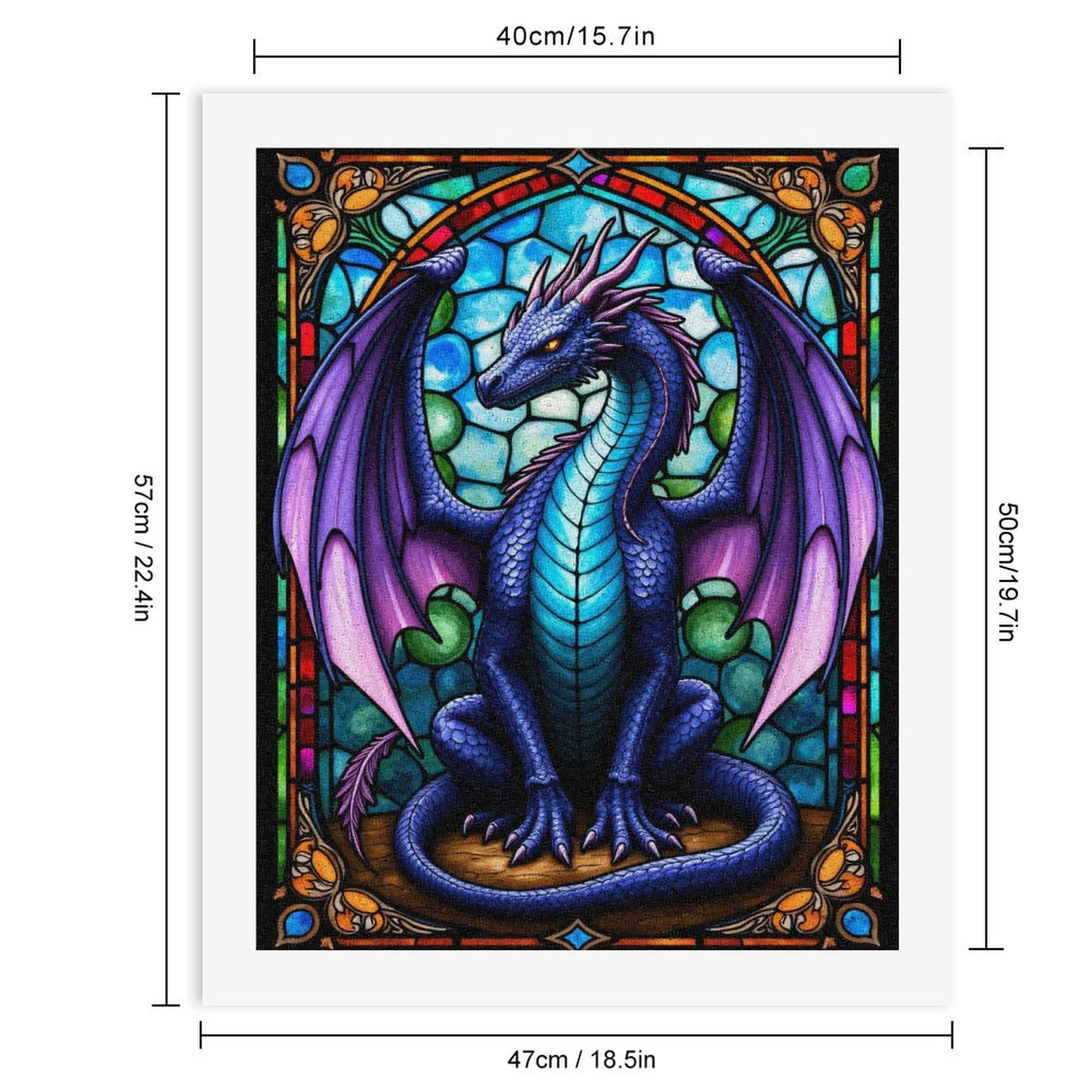 Paint By Numbers Kit for Adults Beginner - DIY Majestic Dragon Stained Glass Art Canvas Painting Kits for Adults, Frameless Paint By Number for Adults for Home Wall Decor 16x20 Inch