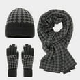 thumbnail image 5 of Beanie for Women Hat Scarf and Gloves Set Thick Soft Stretchy Knit Hats Fashion Winter Skull Cap for Cold Weather #01 Grey, 5 of 5