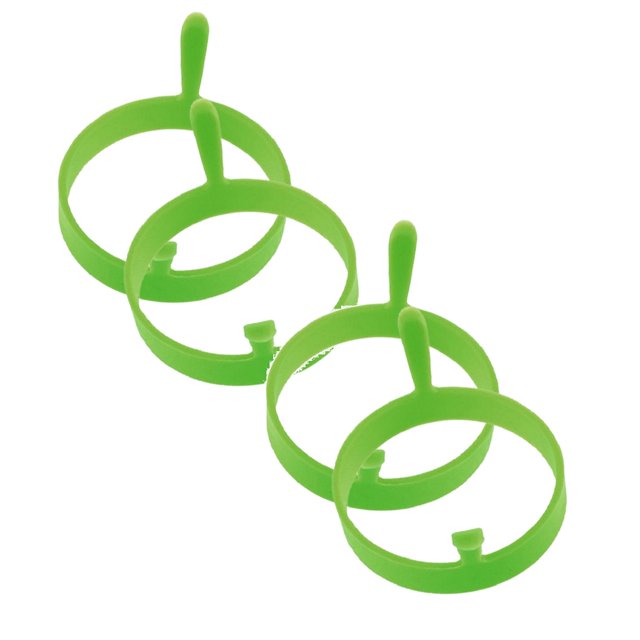 Oleegame 2PC 2 X SILICONE EGG FRYING RINGS FRY FRIED POACHER MOULD PERFECT FOR PANCAKES RING Green