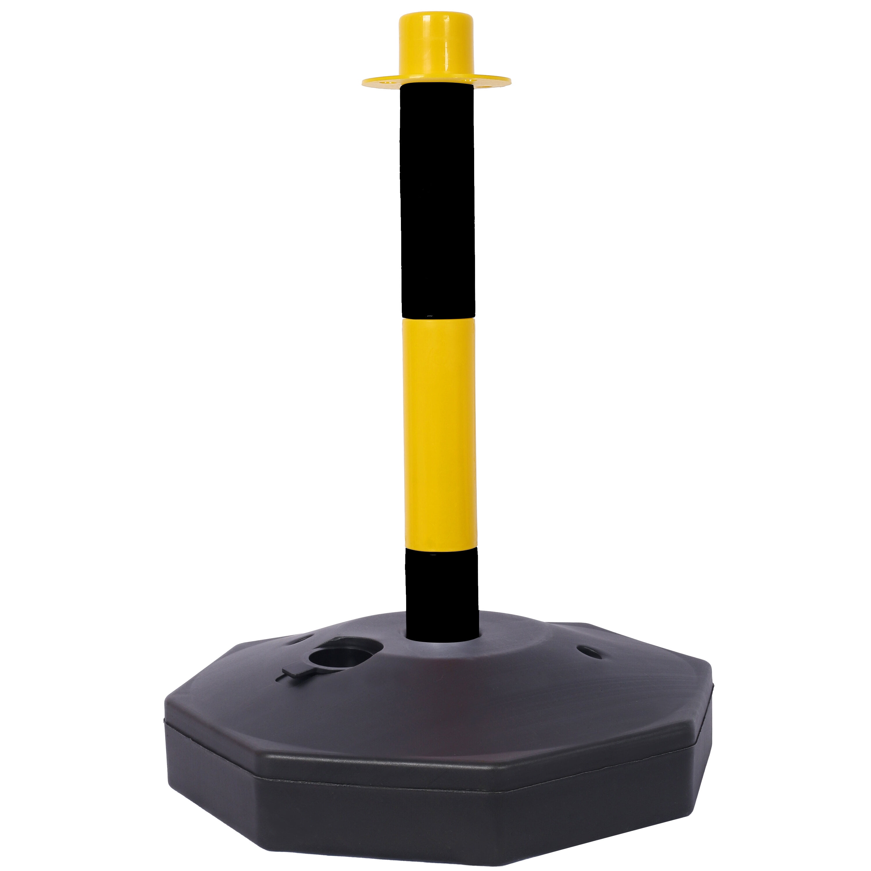 6 Pack Traffic Delineator Posts with Fillable Base & 5ft Chain, Adjustable Safety Cones for Crowd Control, Outdoor/Indoor Warning Barriers (Yellow/Black)