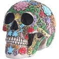 thumbnail image 1 of SZTXJ Life Size Colorful Floral Human Skull Model Adult Head Bone Model Day of the Dead Decor (13.5*15*19.5cm), 1 of 5