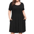 thumbnail image 3 of a.Jesdani Women's Plus Size Short Sleeve Pleated Casual Shirt Dress of Female, 3 of 8