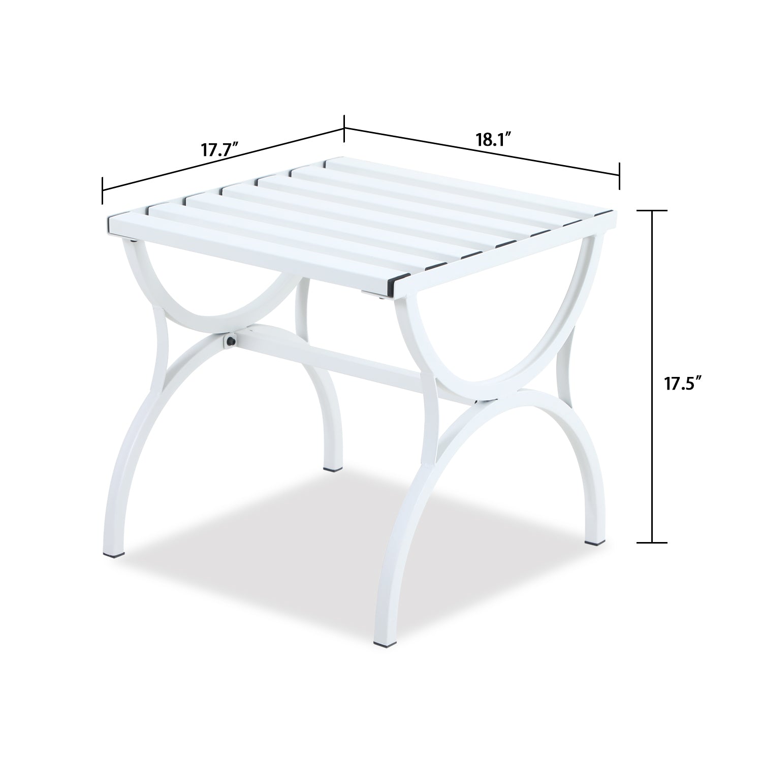 Sophia & William Metal Outdoor Side Table Slatted Top Design - White - image 2 of 4
