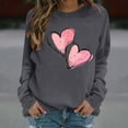 thumbnail image 4 of Craaazy Women's Heart Printed Valentines Shirts Crewneck Loose Long Sleeve Tops Gifts, 4 of 9