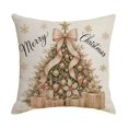 thumbnail image 2 of Vintage Pink Christmas Throw Pillow Cover, Decorative Holiday Cushion Case for Sofa Home Decor., 2 of 6