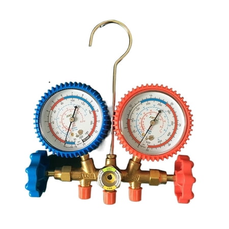 Pressure Gauge Refrigeration Vacuum Pressure Manifold Tester Meter Temperature Tester Air Conditioning Repair Tool Portable
