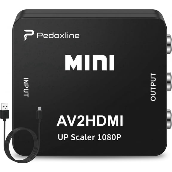 AV to HDMI Converter, 1080P RCA to HDMI Composite CVBS Video Audio Converter Adapter Supporting PAL/NTSC for Xbox/PS2/Wii/SNES/N64/VHS/VCR/DVD - Black
