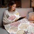 thumbnail image 5 of Nautical Shell Pink Coral Conch Throw Blanket Flannel Fleece Throws, Mbre Ocean Starfish Watercolor Lightweight Super Soft Warm Blankets for Couch Sofa Bed All Season Use, 40x50 in, 5 of 9