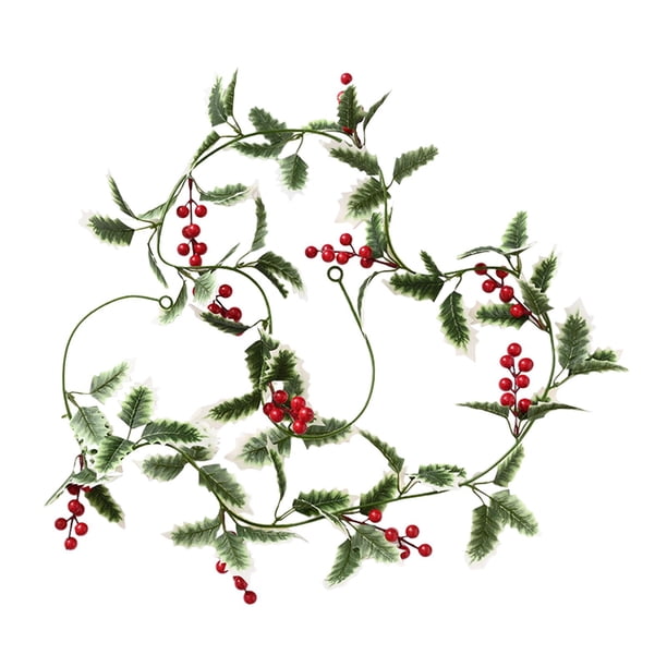 Guirnalda de Navidad artificial, corona de Navidad de 2 m, corona de primavera colgante, guirnalda de Navidad de ratán artificial para festival Hojas de borde
