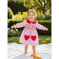 thumbnail image 5 of BemeyourBBs Toddler Baby Girls Mardi Gras Outfits Plaid Smocked Dress Spring Summer Carnival Clothes Embroidery Long Sleeve Doll Collar A-line Dress, 5 of 9