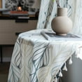 thumbnail image 4 of 2 Panels Boho Curtains Leaf Semi Sheer Drapes Tassel Rod Pocket Short Bohemian Window Curtain Panels fGeometric Striped Window Treatment 59" W x 87" L, 4 of 5