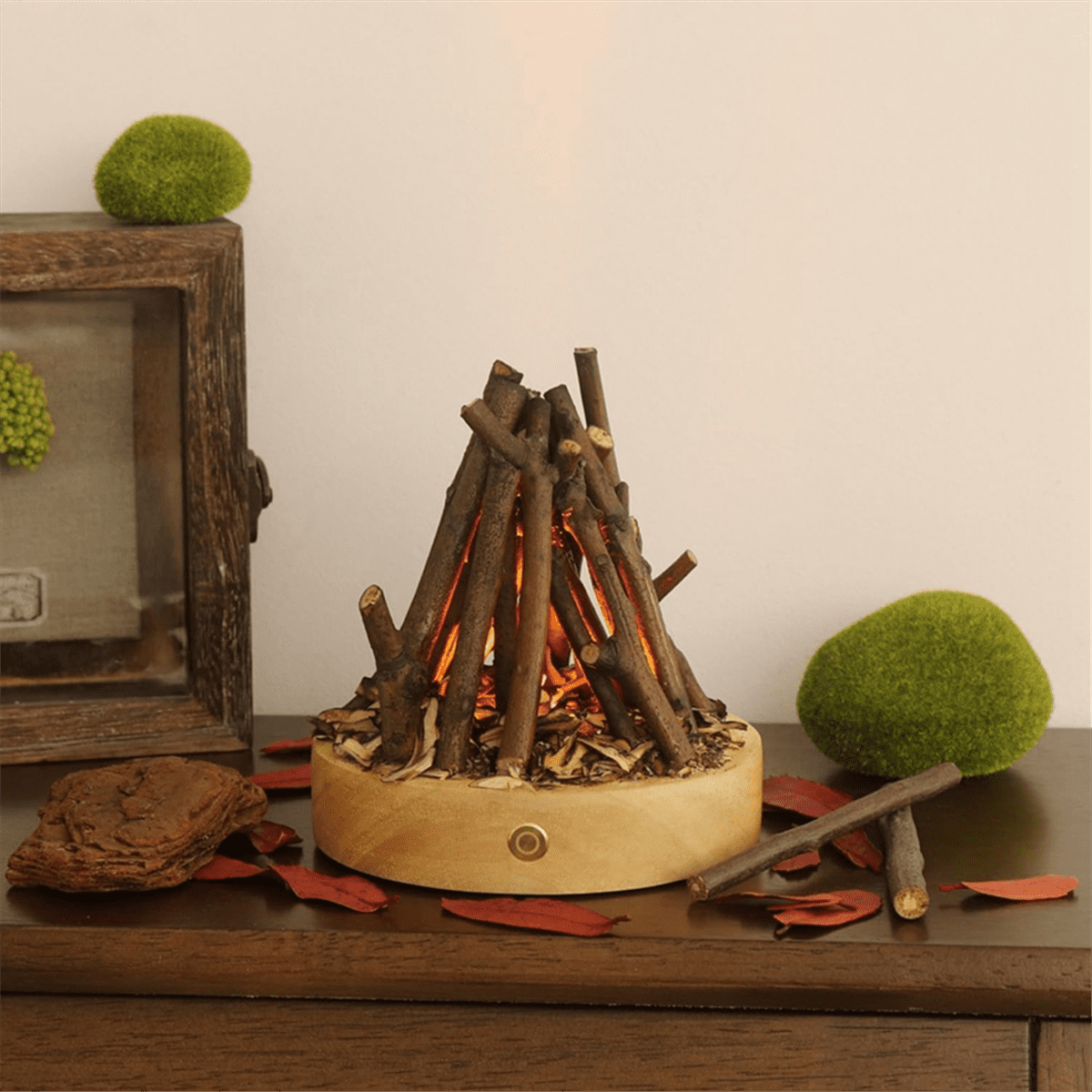 Fake Bonfire Night Light USB Rechargeable 3 Modes Fire Lamp Flameless Candle Flame with White Noise New