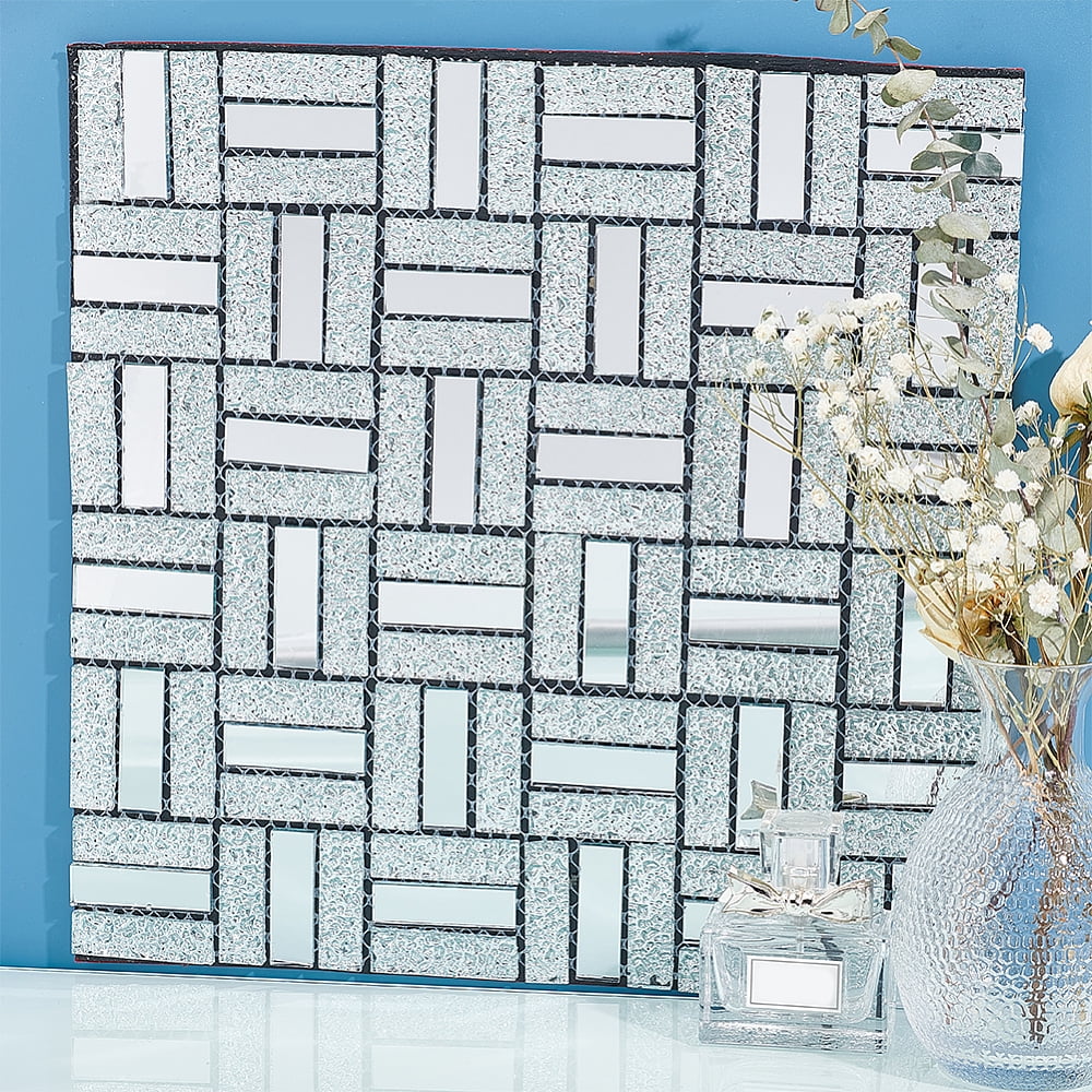 Adhesive Glass Cabochons Sheets Rectangle Mirror Mosaic Pieces Mosaic Tiles for Arts DIY Crafts Silver 300x300x5mm for DIY