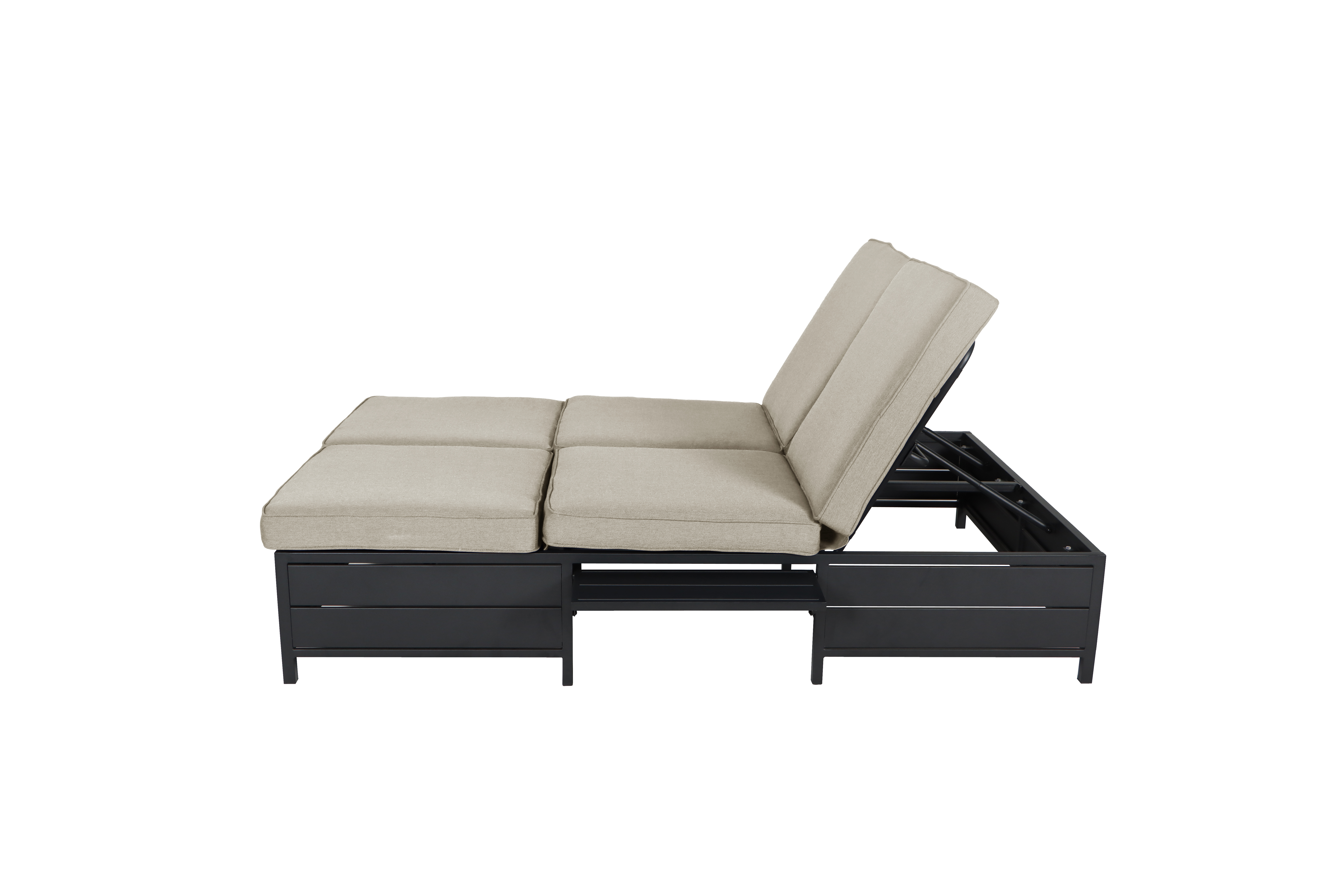 Mainstays Cushion Steel Outdoor Chaise Lounge - Tan/Black - image 2 of 5
