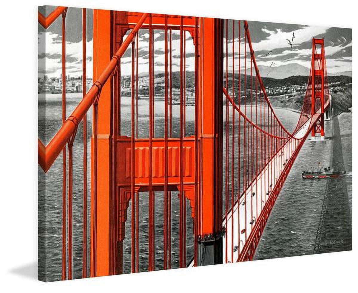"Orange Bridge" Painting Print on Wrapped Canvas