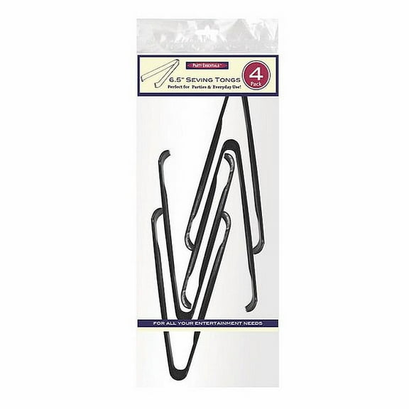 1 - Party Essentials 6.5" Serving Tongs - Black 4 Ct.