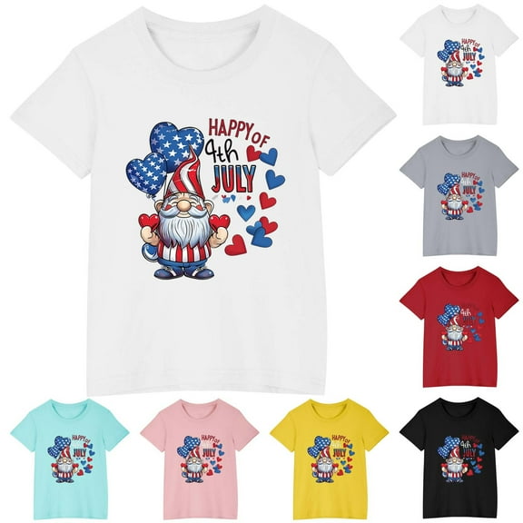 GERsome Kids Short Sleeve T-Shirt Crewneck Soft Cotton Tops for 3-10 Years Girl Boy Toddler Cute Print Causal Summer T-Shirts, 1-Pack