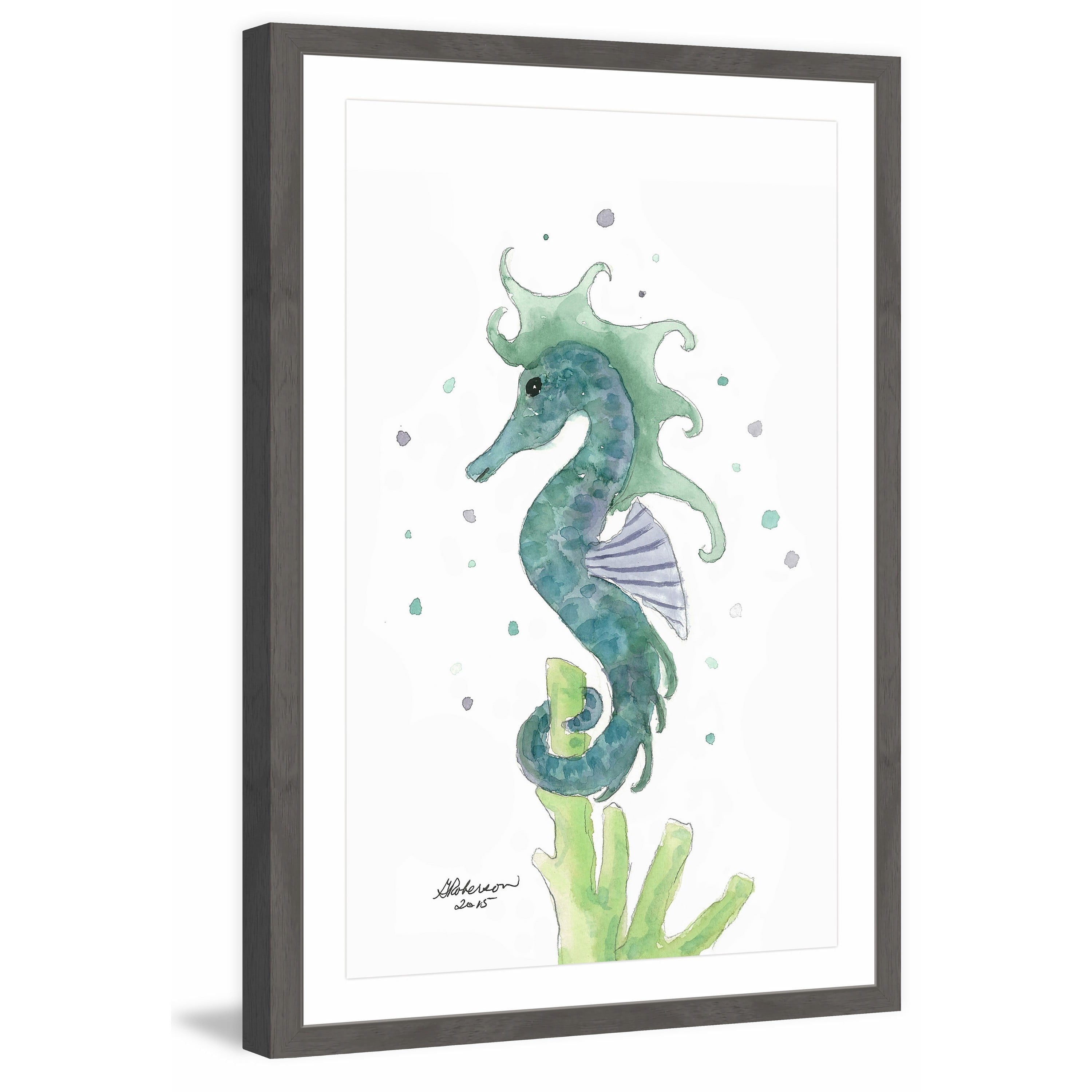 "Blue Sea Horse" Framed Painting Print