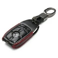 thumbnail image 2 of Vitodeco Genuine Leather Smart Key Fob Case with Leather Key Strap Compatible for Mercedes-Benz A, C, E, S, CLA, CLS, GLA, GLB, GLC, GLE, GLS, G Glass (2017 - 2024) - 4-Button, Black/Red, 2 of 5