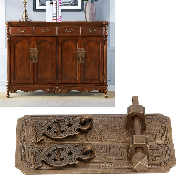 Gupbes Poignée de Tirage, Ensemble de Poignées de Porte Style Chinois Poignées en Cuivre Antique Accessoire de Garde-Robe, Poignée de Porte d'Armoire