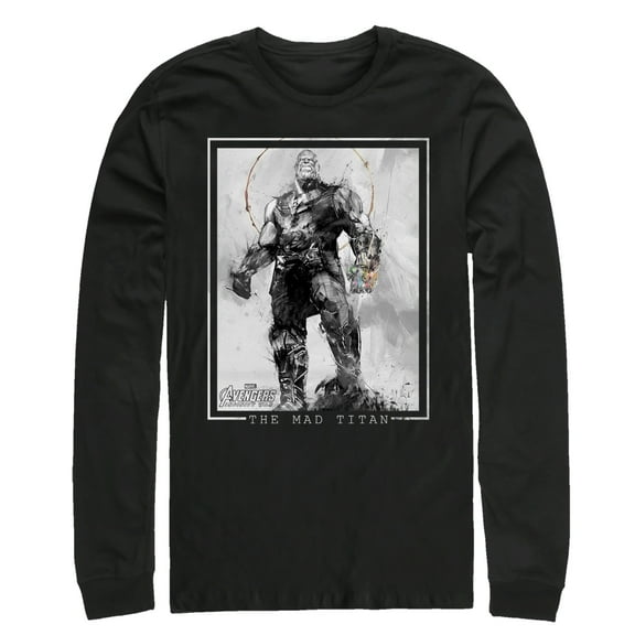 Men's Marvel Avengers: Infinity War Thanos Grayscale  Long Sleeve Shirt Black Large