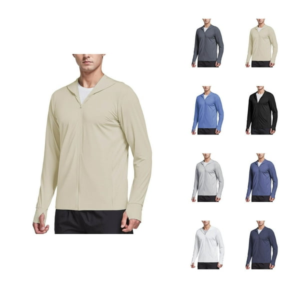 Sun Hoodies for Men 2025 Lightweight Breathable Long Sleeve Zip Up Hooded Jacket with Pockets Hoodie Outerwear Coat