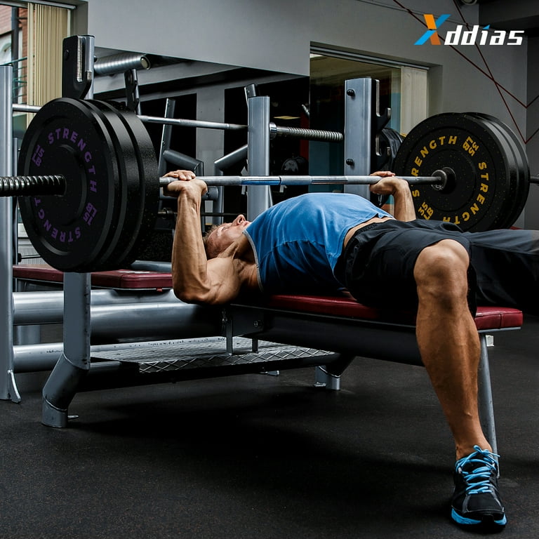 Rubber bench online press weights