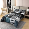 thumbnail image 2 of Rustic Bear Deer Duvet Cover Queen,Country Cabin Bedding Set for Kids Teens Blue Checkered Buffalo Plaid Comforter Cover Moose Woodland Wildlife Patchwork Quilt Cover Camping Tent Farmhouse Decor, 2 of 6