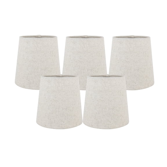 MERIVILLE Linen Clip-On Chandelier Lamp Shades, 4 x 5 x 5 in, Natural, Set of 5