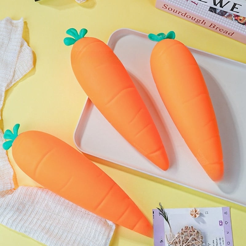 11.8in Large Carrot Squishy Stress Relief Toys, Slow Rebound Squeeze Fidget Toys for Anxiety Relief, Soft Sensory Decompression Toys for Adults, 1PC