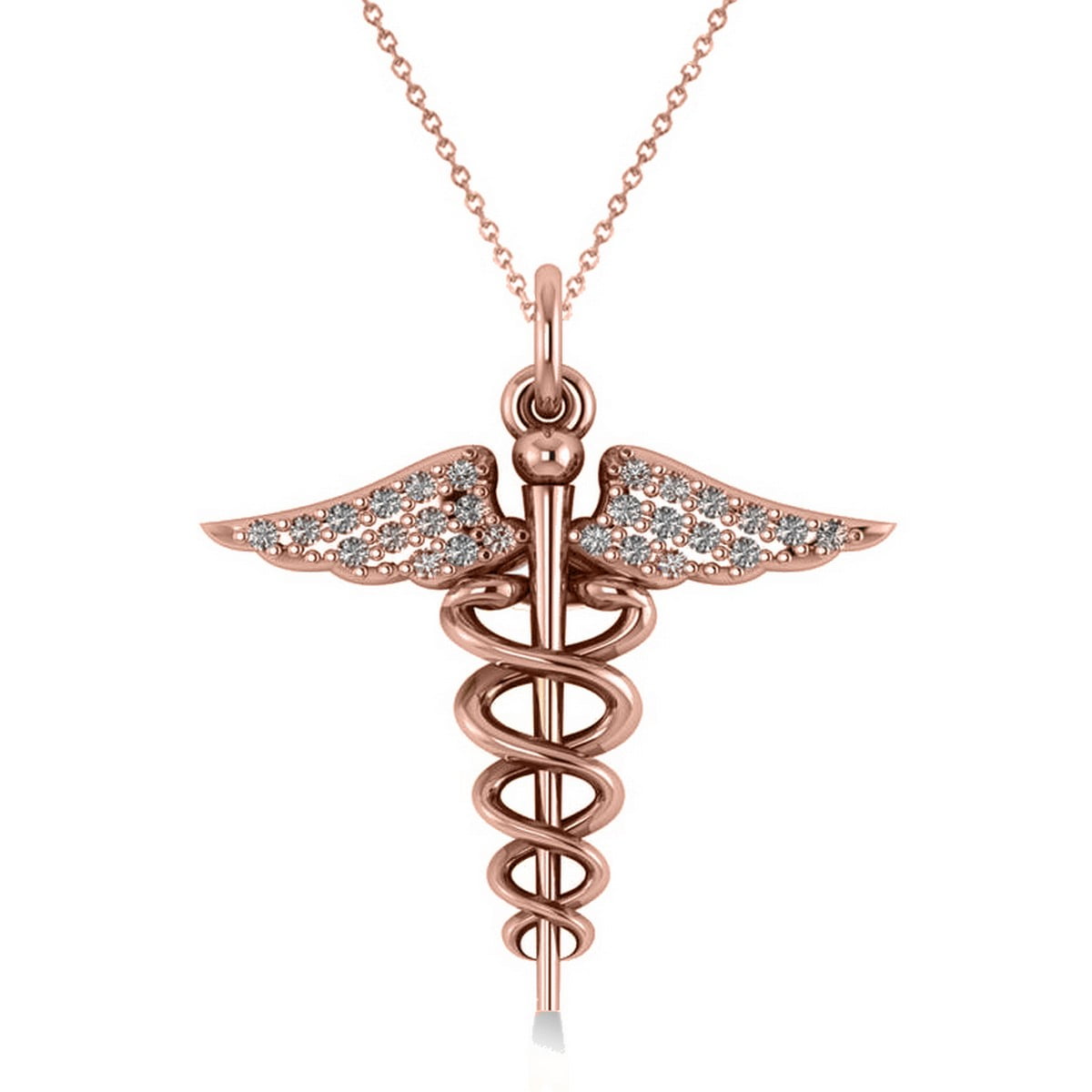 Jewels Obsession Medical Symbol Necklace 14K Rose Gold-plated 925 Silver Hexagon Star of Life Symbol Pendant with 16 Necklace