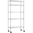thumbnail image 1 of BestOffice FDW 30"x14"x60" 5-Tier Wire Shelving Unit, Casters, Adjustable Metal Storage Rack, Heavy-Duty Steel for Kitchen, Pantry, Garage, Chrome, 1 of 6