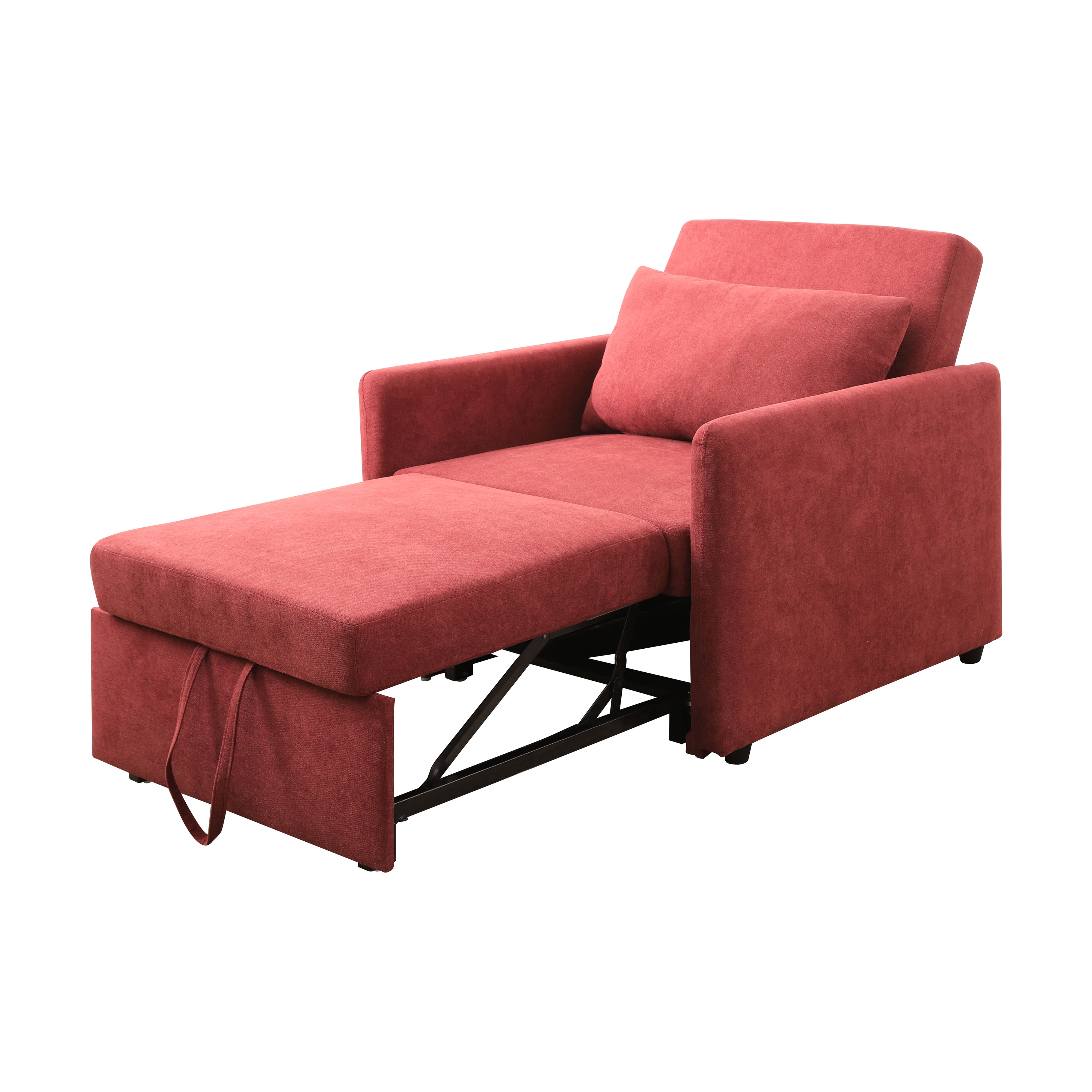 MAYEERTY 36" Modern Upholstered Lint 1-Piece Convertible Sofabed Armchair with Quick-Fold Design for Living Room，Red