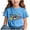 Blue, variant on HAOTAGS Kids T-Shirts Easter Letter Print Short Sleeve Tee Toddler Boys Girls Outfits Summer Casual Tops Black Size 5 Years
