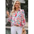 thumbnail image 5 of Women's Red Paisley Print 3/4 Lantern Sleeve Shirt, 5 of 5