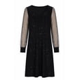 thumbnail image 4 of VEKDONE Casual Dresses for Women Long Sleeve V Neck Mesh Patchwork Dress Fashion Sparkle Loose Fit Holiday Party Dresses Mini Dress Black XL, 4 of 6