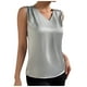 thumbnail image 1 of Top sin mangas de satén con cuello en V para mujer, para el verano, blusa informal transpirable de poliéster de color liso, 1 of 6
